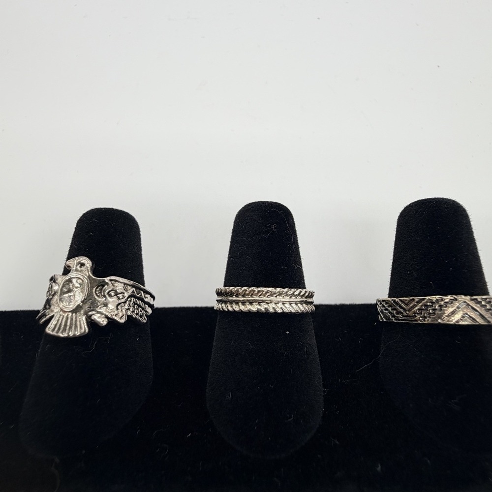 Silver Tone Metal Ring Size 6 Vintage Costume Jewelry 3 Rings